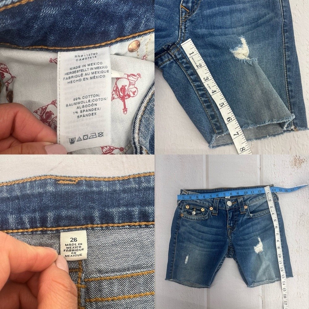 True‎ Religion Jeans Shorts World Tour Ricky Super T Made in USA Size 26 - Picture 6 of 10